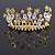 Fairy Princess Bridal/ Wedding/ Prom/ Party Gold Tone Clear Crystal and Transparent Glass Bead Floral Mini Hair Comb Tiara - 65mm - view 2