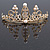 Fairy Princess Bridal/ Wedding/ Prom/ Party Gold Tone Clear Crystal and White Simulated Pearl Mini Hair Comb Tiara - 80mm - view 2