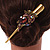 Long Vintage Inspired Gold Tone Plum Purple/ Ab Crystal Floral Hair Beak Clip/ Concord/ Crocodile Clip - 13.5cm L - view 3