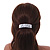 White/ Black Crystal Acrylic Barrette Hair Clip Grip In Silver Tone Metal - 80mm Long - view 2