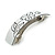 White/ Black Crystal Acrylic Barrette Hair Clip Grip In Silver Tone Metal - 80mm Long - view 7