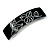 Black/ White Crystal Acrylic Barrette Hair Clip Grip In Silver Tone Metal - 80mm Long