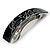 Black/ White Crystal Acrylic Barrette Hair Clip Grip In Silver Tone Metal - 80mm Long - view 4