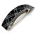 Black/ White Acrylic Checked Pattern Crystal Barrette Hair Clip Grip In Silver Tone Metal - 80mm Long - view 5