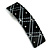 Black/ White Acrylic Checked Pattern Crystal Barrette Hair Clip Grip In Silver Tone Metal - 80mm Long - view 8