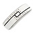 White/ Black Acrylic Crystal Barrette Hair Clip Grip In Silver Tone Metal - 80mm Long