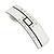 White/ Black Acrylic Crystal Barrette Hair Clip Grip In Silver Tone Metal - 80mm Long - view 6