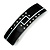 Black/ White Acrylic Crystal Barrette Hair Clip Grip In Silver Tone Metal - 80mm Long - view 7