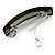 Black/ White Acrylic Crystal Barrette Hair Clip Grip In Silver Tone Metal - 80mm Long - view 5