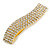 Clear Crystal Wavy Barrette Hair Clip Grip In Gold Plated Metal - 80mm
