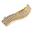 Clear Crystal Wavy Barrette Hair Clip Grip In Gold Plated Metal - 80mm - view 4