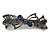 Large Vintage Inspired Midnight Blue Crystal Bow Barrette Hair Clip Grip In Aged Silver Finish - 95mm Across - view 4