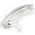 Silver Tone White Faux Pearl Clear Crystal Barrette Hair Clip Grip - 80mm W - view 7