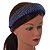 Retro Thicken Padded Velvet Diamante Wide Chunky Hair Band/ HeadBand/ Alice Band in Blue - view 3