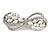 Bridal Wedding Prom Silver Tone Diamante Bow Barrette Hair Clip Grip - 85mm Across - view 5