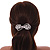 Bridal Wedding Prom Silver Tone Diamante Bow Barrette Hair Clip Grip - 85mm Across - view 2