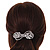 Bridal Wedding Prom Silver Tone Diamante Bow Barrette Hair Clip Grip - 85mm Across - view 3