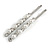Pair Of Clear Crystal White Pearl Bead Hair Slides In Rhodium Plating - 60mm L - view 5