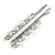 Pair Of Clear Crystal White Pearl Bead Hair Slides In Rhodium Plating - 60mm L - view 4