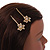 2 Bridal/ Prom Clear Crystal Flower Hair Grips/ Slides In Gold Tone - 65mm Across - view 3