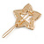 Small Gold Tone Clear Crystal Star Hair Slide/ Grip - 50mm Across - view 4