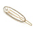 Gold Tone Metal Clear Crystal Cream Faux Pearl Oval Hair Slide/ Grip - 65mm Across - view 4