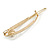 Gold Tone Metal Clear Crystal Cream Faux Pearl Oval Hair Slide/ Grip - 65mm Across - view 5