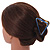 Gold Tone Blue Enamel Triangular Hair Claw/ Clamp - 75mm Across - view 2