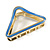 Gold Tone Blue Enamel Triangular Hair Claw/ Clamp - 75mm Across - view 3