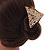 Small AB Crystal Pastel Pink/ Caramel Floral Hair Claw/ Clamp In Gold Tone - 65mm Across - view 4