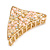 Small AB Crystal Pastel Pink/ Caramel Floral Hair Claw/ Clamp In Gold Tone - 65mm Across - view 6