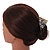 Small AB Crystal Grey/ Milky White Floral Hair Claw/ Clamp In Gold Tone - 65mm Across - view 2