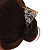 Small AB Crystal Grey/ Milky White Floral Hair Claw/ Clamp In Gold Tone - 65mm Across - view 3