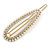 Gold Tone Faux Pearl Clear Crystal Open Oval Hair Slide/ Grip - 65mm Across - view 5