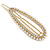 Gold Tone Faux Pearl Clear Crystal Open Oval Hair Slide/ Grip - 65mm Across