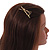 Contemporary Hammered Branch Hair Grip/ Slide In Gold Tone - 70mm Long - view 2