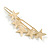 Multi Star Scratched Hair Slide/ Grip in Gold Tone - 60mm Across - view 2