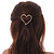 Gold Tone Polished Open Heart Hair Slide/ Grip - 55mm Across - view 2
