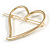 Gold Tone Polished Open Heart Hair Slide/ Grip - 55mm Across - view 7