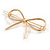 Set Of Twisted Hair Slides and Open Bow Hair Slide/ Grip In Gold Tone Metal - view 9
