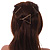 Set Of Twisted Hair Slides and Open Triangular Hair Slide/ Grip In Gold Tone Metal - view 2
