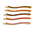 Set of 5 Multicoloured Enamel Wavy Hair Slides In Gold Tone - 55mm Long