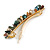Stylish Glass, Semiprecious and Acrylic Stone Barrette Hair Clip Grip in Gold Tone (Olive, Green, Amber) - 85mm W - view 5