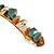 Stylish Glass, Semiprecious and Acrylic Stone Barrette Hair Clip Grip in Gold Tone (Olive, Green, Amber) - 85mm W - view 4