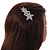 Triple Star Scratched Barrette Hair Clip Grip in Silver Tone - 65mm W - view 2
