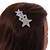 Triple Star Scratched Barrette Hair Clip Grip in Silver Tone - 65mm W - view 3