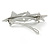 Triple Star Scratched Barrette Hair Clip Grip in Silver Tone - 65mm W - view 7