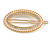 Gold Tone Clear Crystal Cream Faux Pearl Oval Hair Slide/ Grip - 60mm Across - view 4