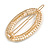 Gold Tone Clear Crystal Cream Faux Pearl Oval Hair Slide/ Grip - 60mm Across - view 5