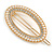 Gold Tone Clear Crystal Cream Faux Pearl Oval Hair Slide/ Grip - 60mm Across - view 6